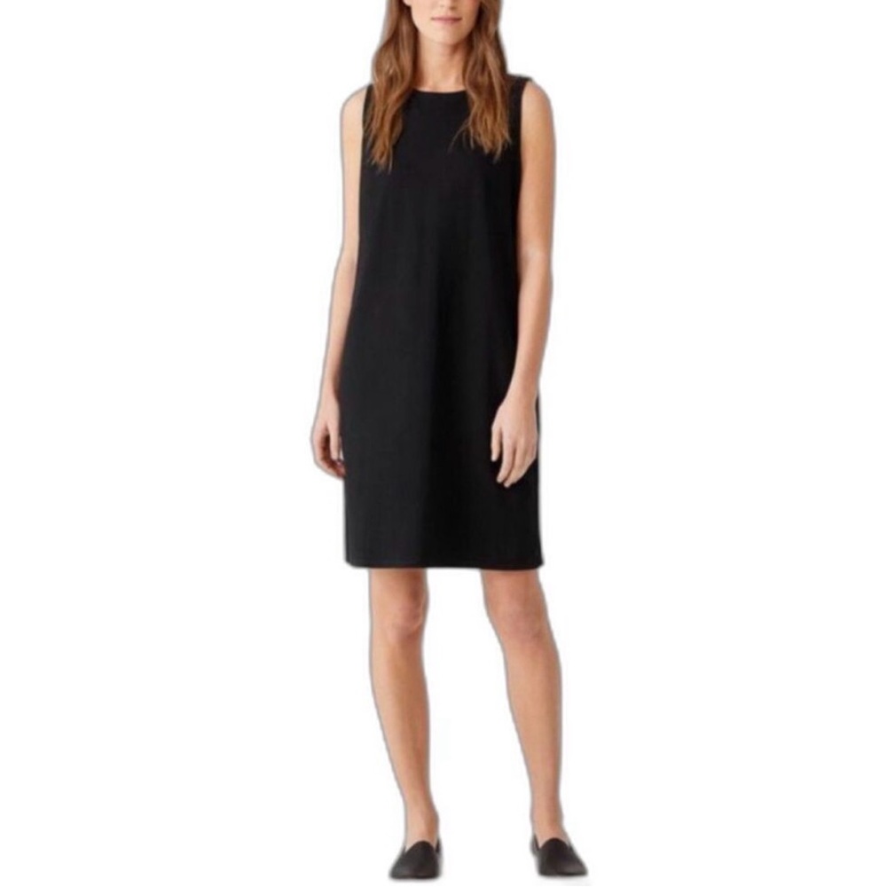 Eileen Fisher sleeveless black shift dress Xl